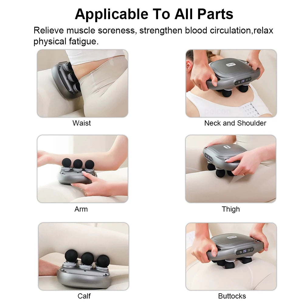 PEICON™ 6-Head Smart Body Massager – Deep Back & Waist Relief